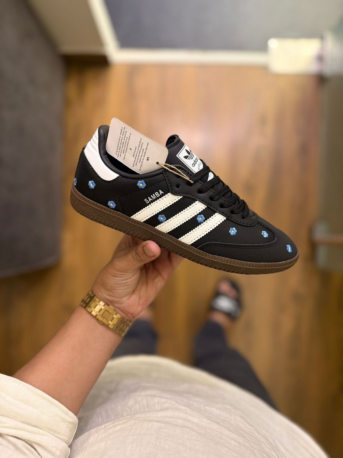 FIRST COPY ADIDAS SAMBA BLACK FLORAL