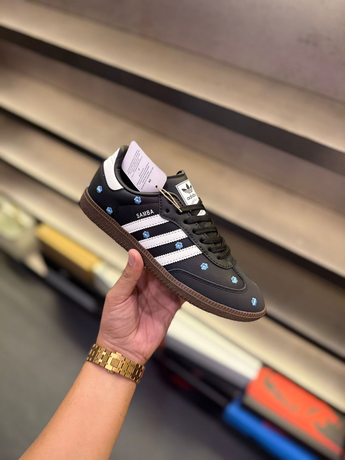 FIRST COPY ADIDAS SAMBA BLACK FLORAL - Image 4