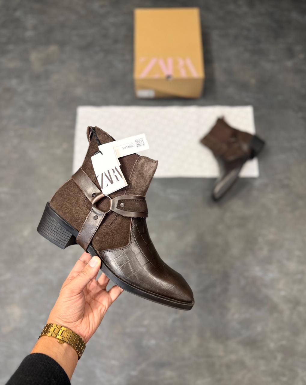 First Copy Zara Cowboy Brown Boots - Image 2