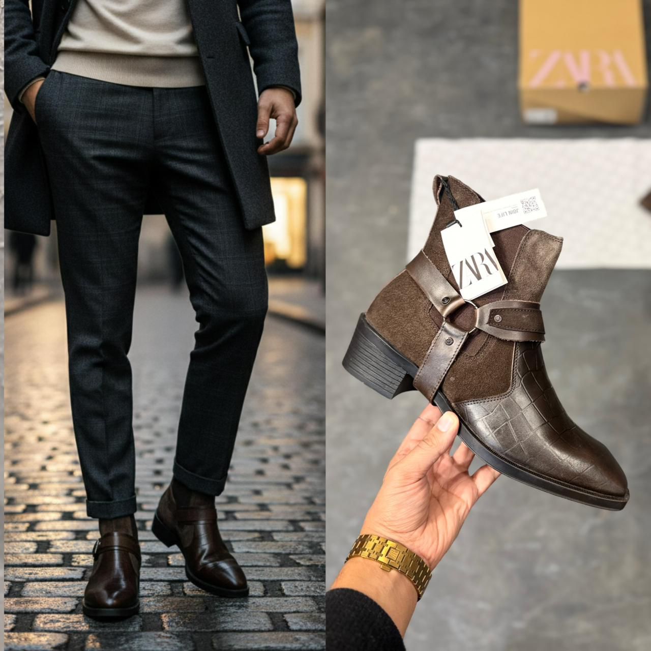 First Copy Zara Cowboy Brown Boots - Image 3