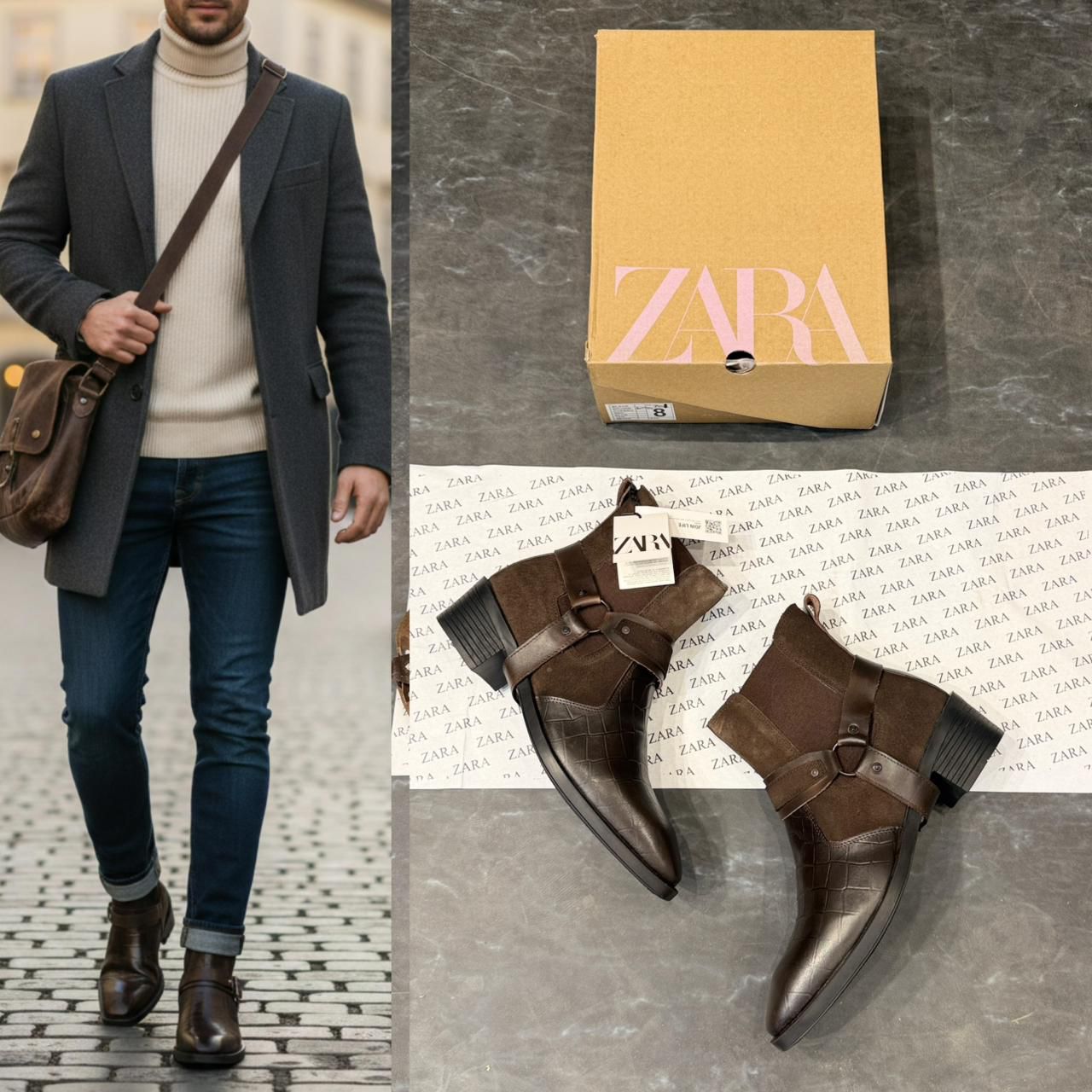 First Copy Zara Cowboy Brown Boots - Image 7